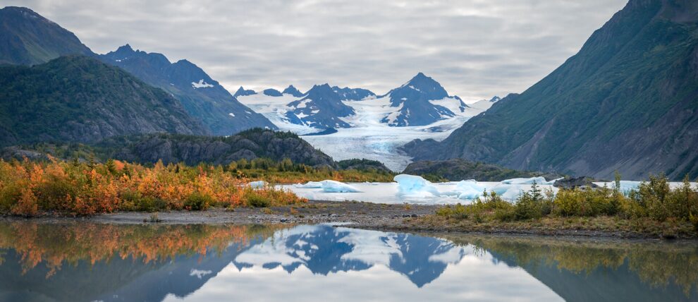 Cruising Kachemak Bay with mountain views